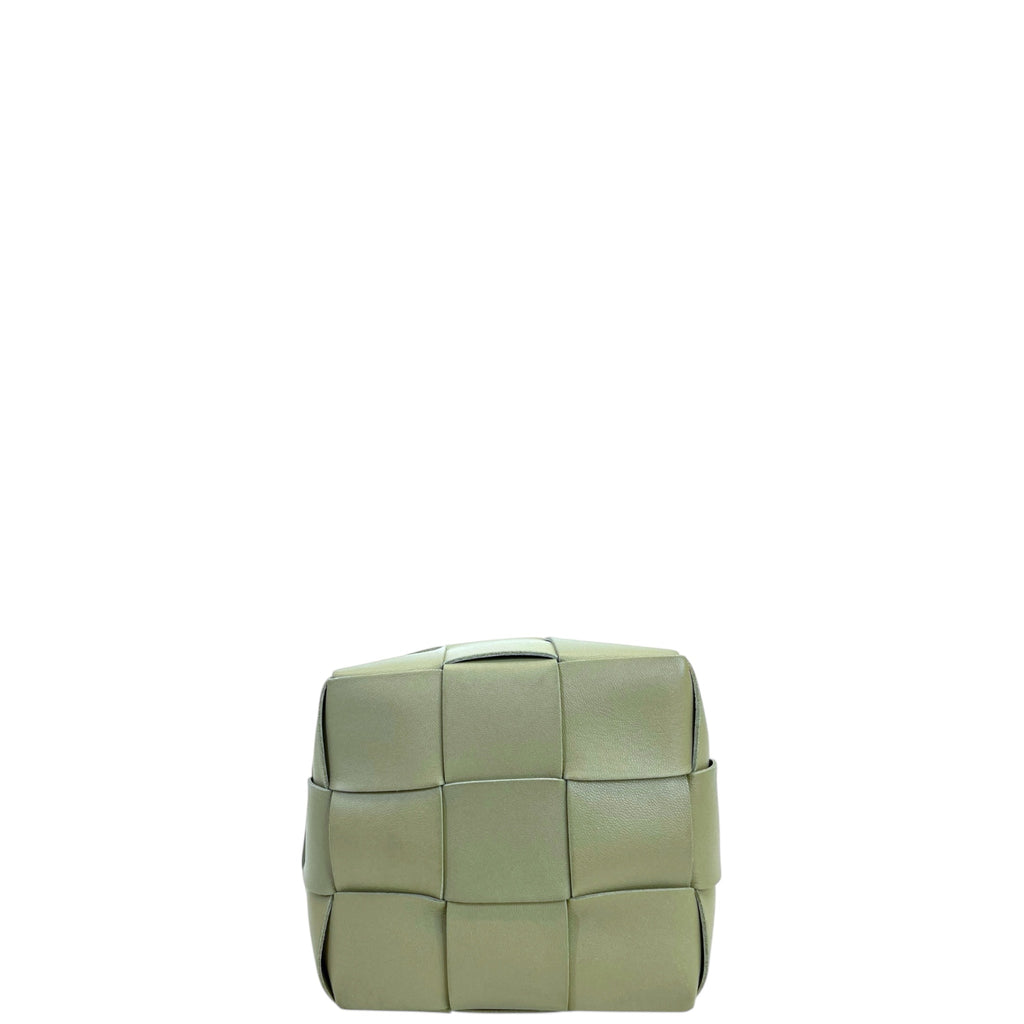 Bottega Veneta Small Cassette Bucket Bag Green Leather