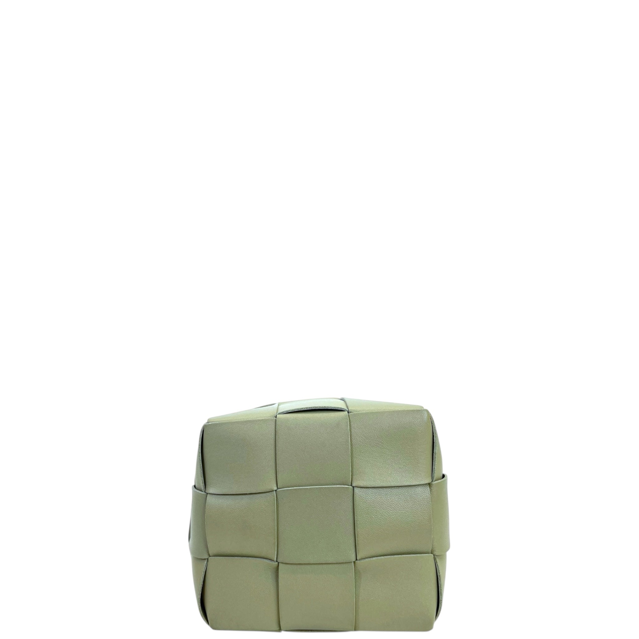 Bottega Veneta Small Cassette Bucket Bag Green Leather