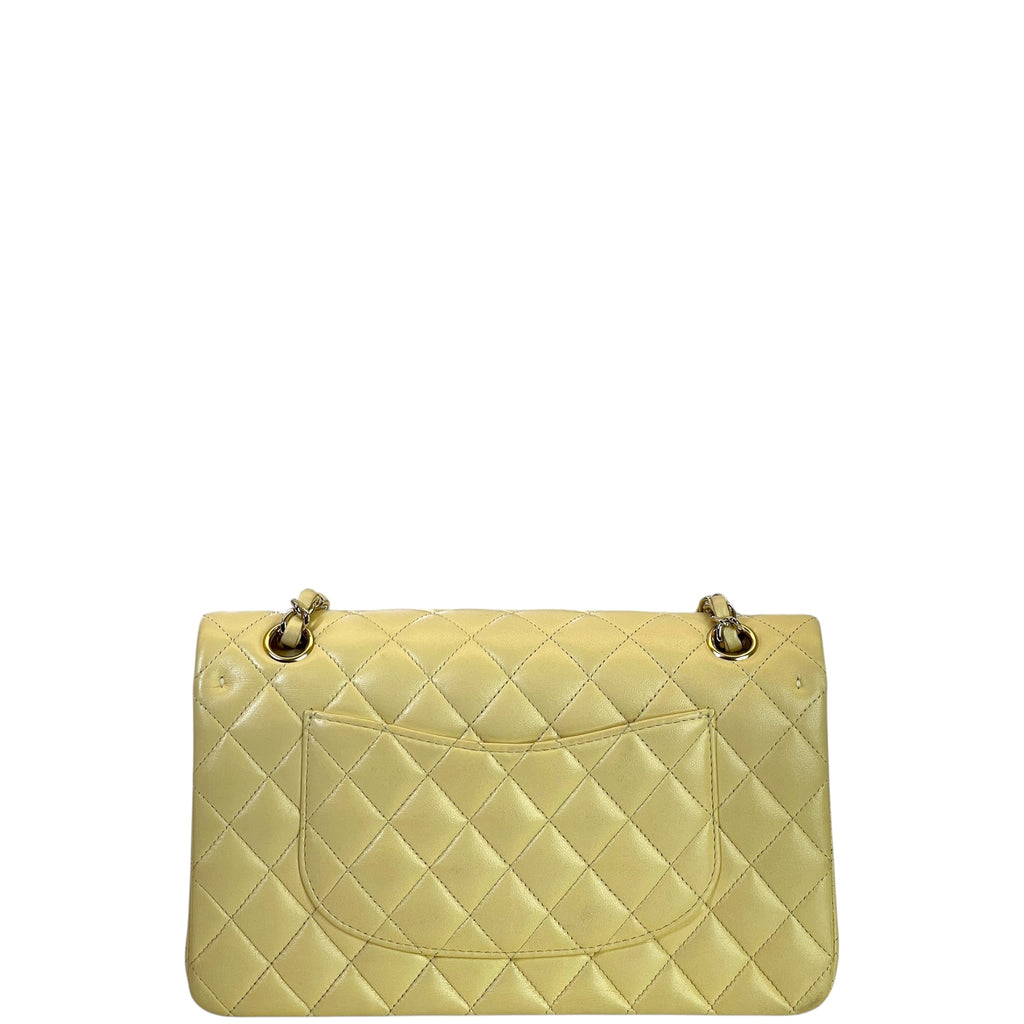 Chanel Classic Double Flap Bag Small Yellow Lambskin Leather