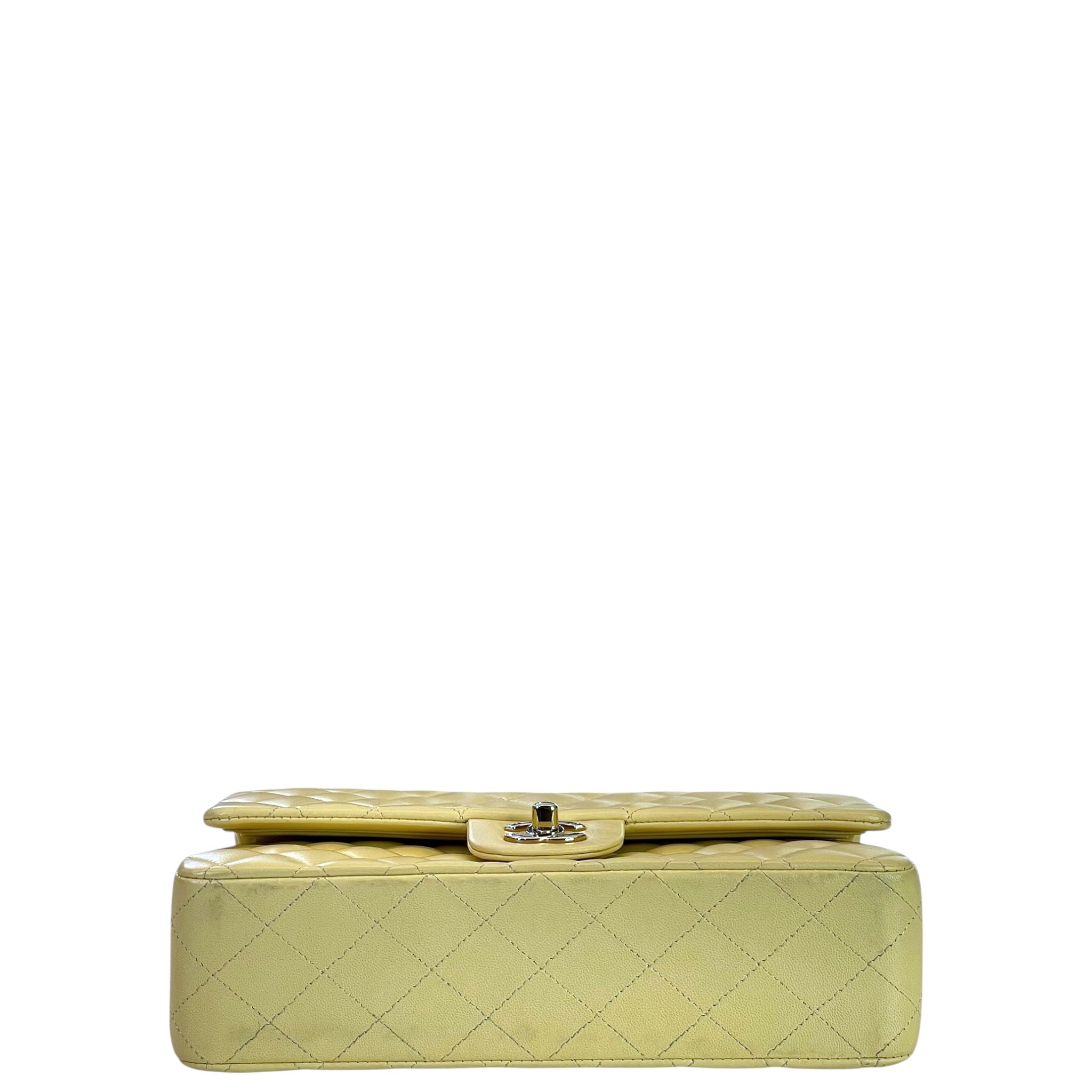 Chanel Classic Double Flap Bag Small Yellow Lambskin Leather