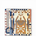 Hermès Silk Scarf 90 Flora Y Plata Terracotta/Blue/Beige