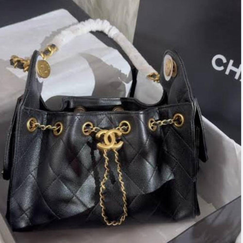 Chanel 25 Mini Handbag Black Grained Calfskin