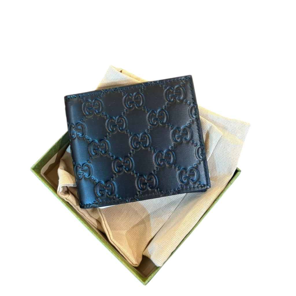 Gucci Emblem Bifold Wallet Black GG Leather