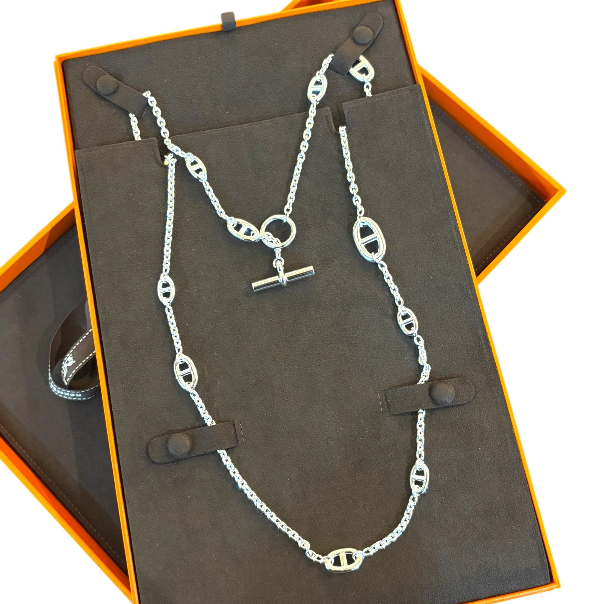 Hermès Farandole Long Necklace 160 Silver
