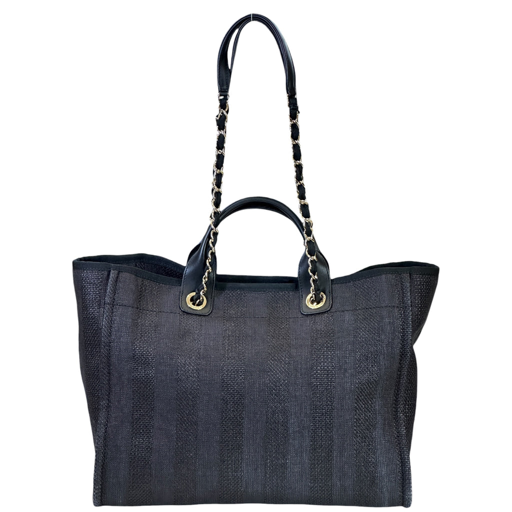Chanel Deauville Shopper Tote Black Canvas