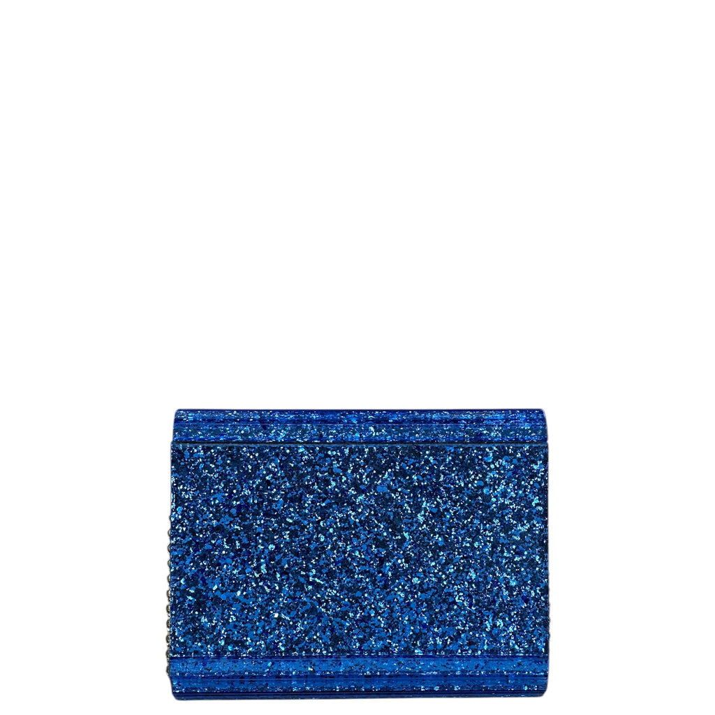 Jimmy Choo Candy Clutch Blue Glitter Acrylic