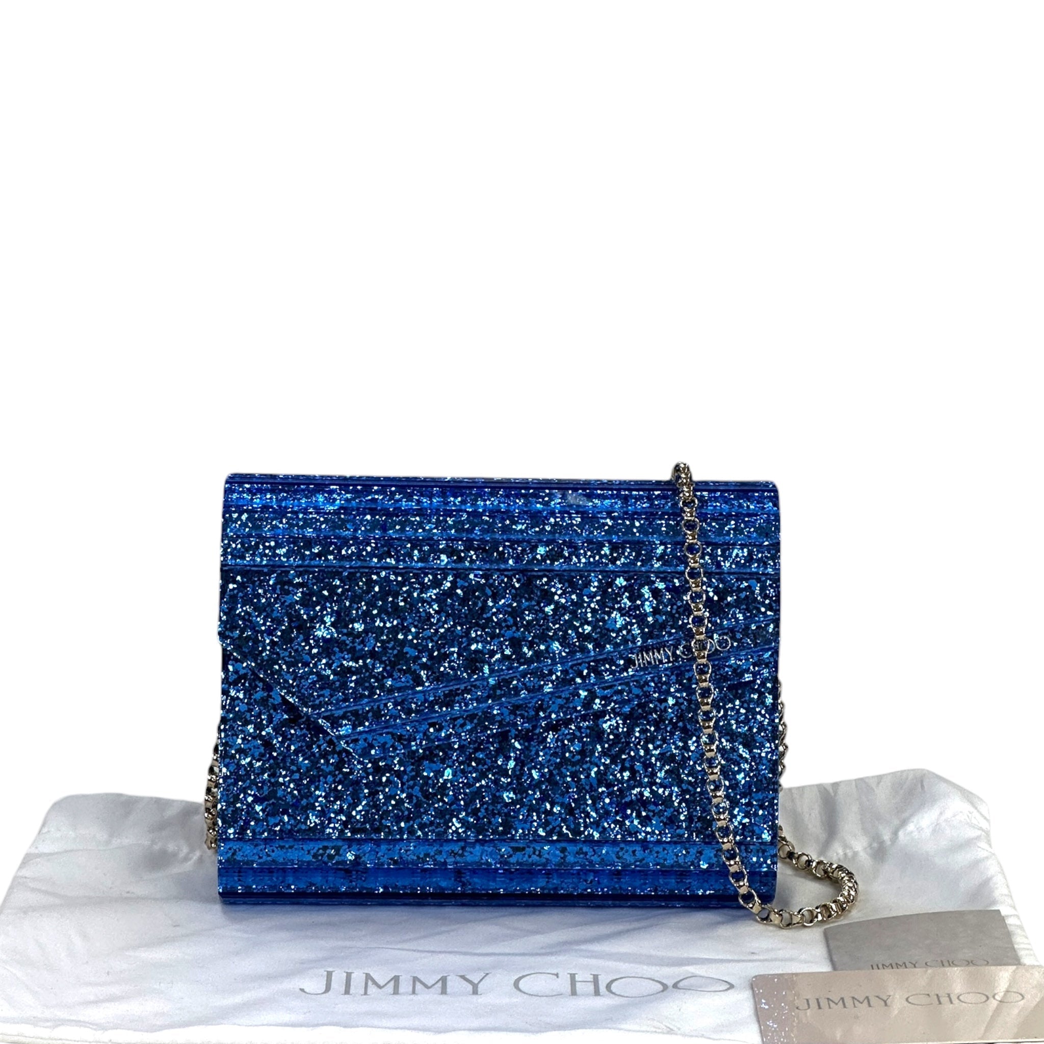 Jimmy Choo Candy Clutch Blue Glitter Acrylic