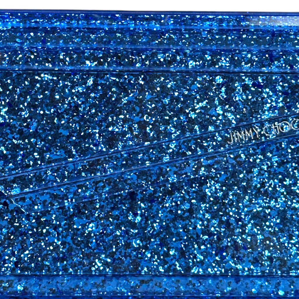 Jimmy Choo Candy Clutch Blue Glitter Acrylic
