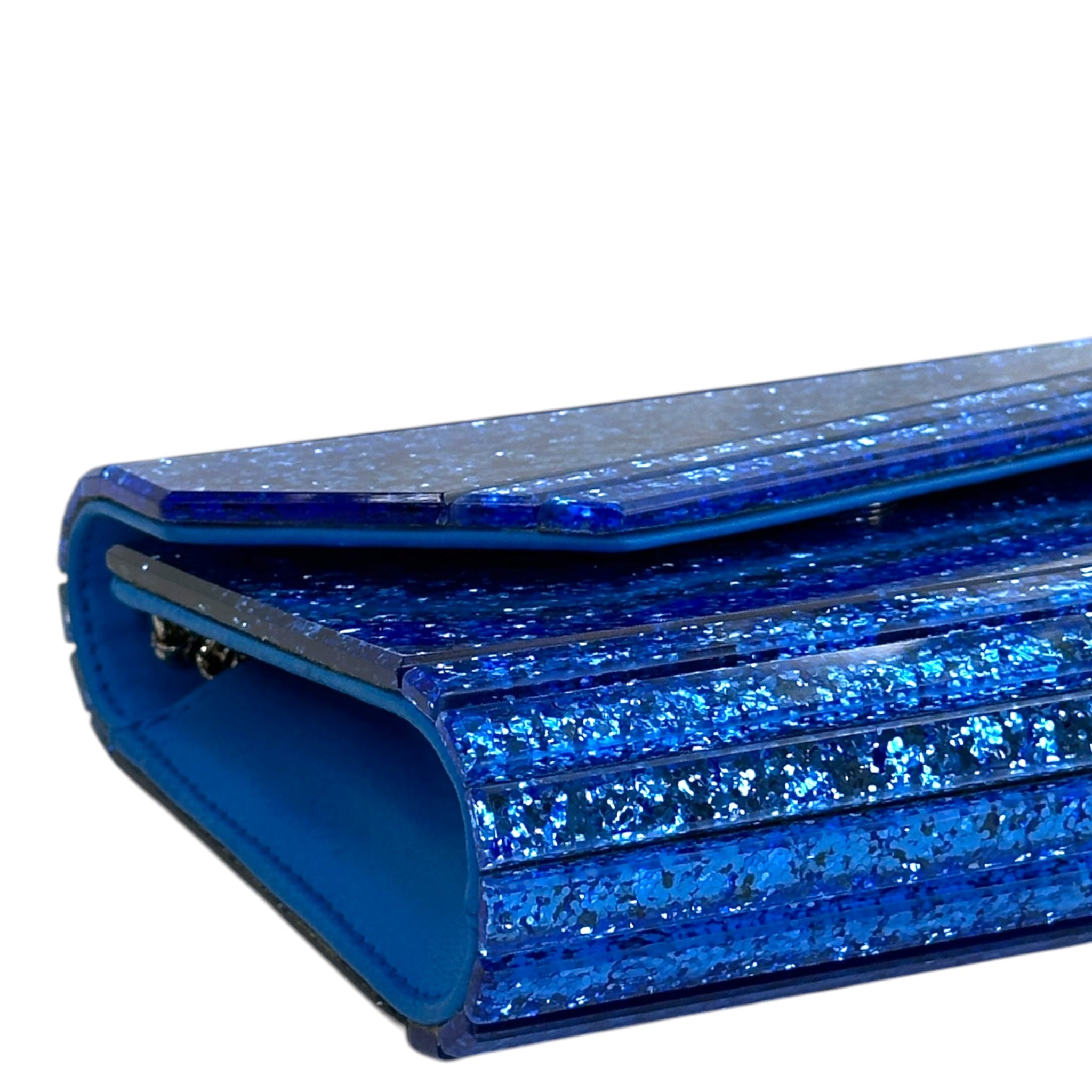 Jimmy Choo Candy Clutch Blue Glitter Acrylic