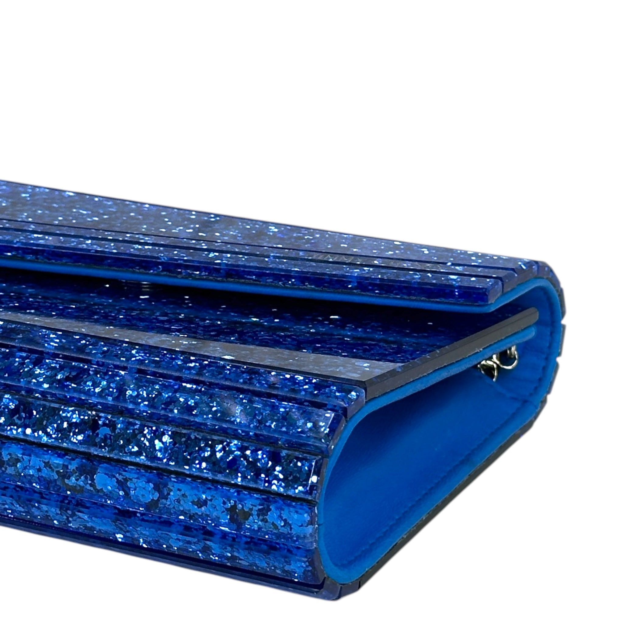 Jimmy Choo Candy Clutch Blue Glitter Acrylic