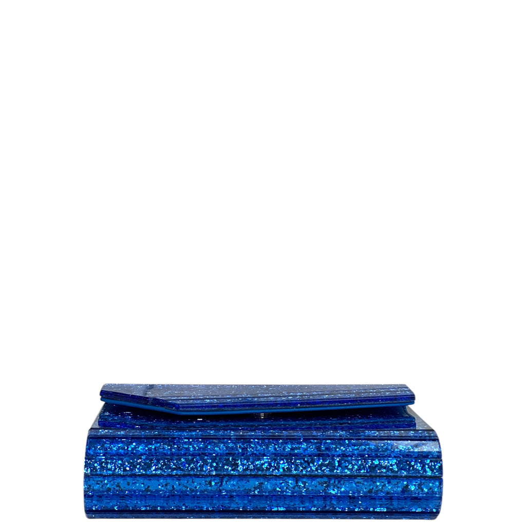 Jimmy Choo Candy Clutch Blue Glitter Acrylic