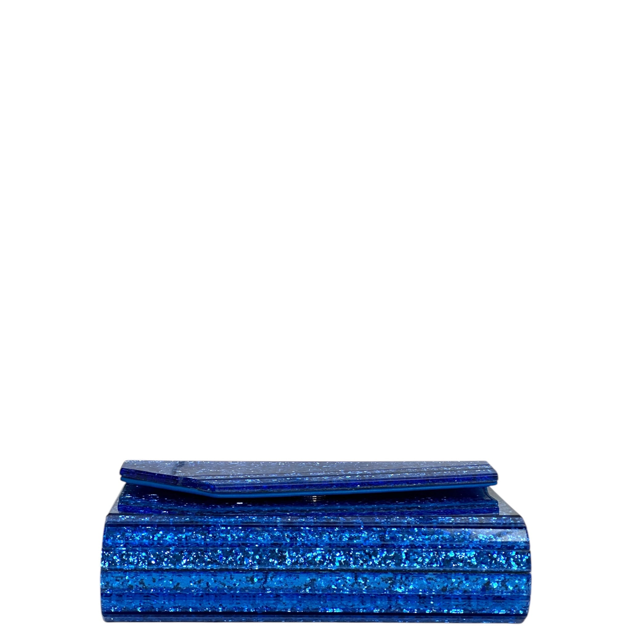 Jimmy Choo Candy Clutch Blue Glitter Acrylic