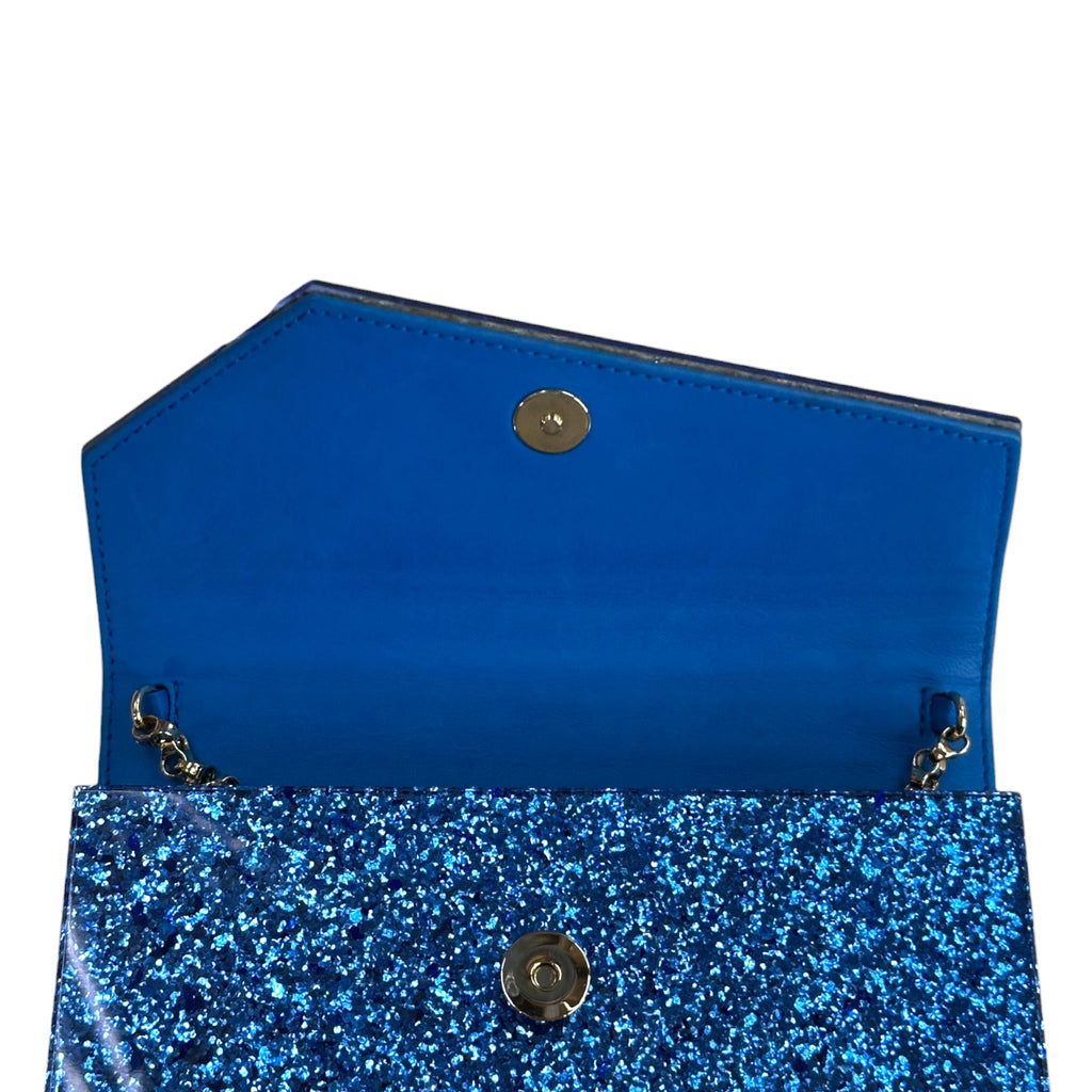 Jimmy Choo Candy Clutch Blue Glitter Acrylic