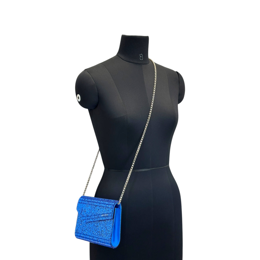 Jimmy Choo Candy Clutch Blue Glitter Acrylic