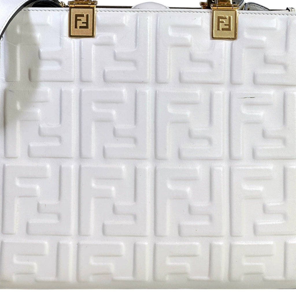 Fendi Sunshine Tote Small White Leather