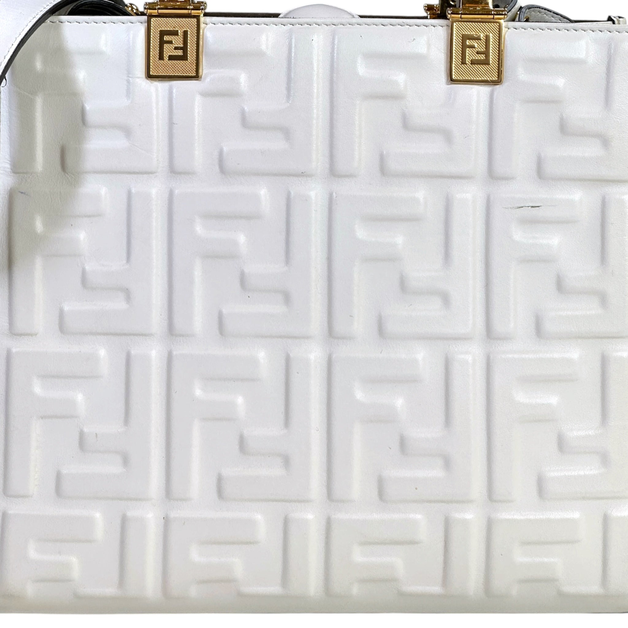 Fendi Sunshine Tote Small White Leather