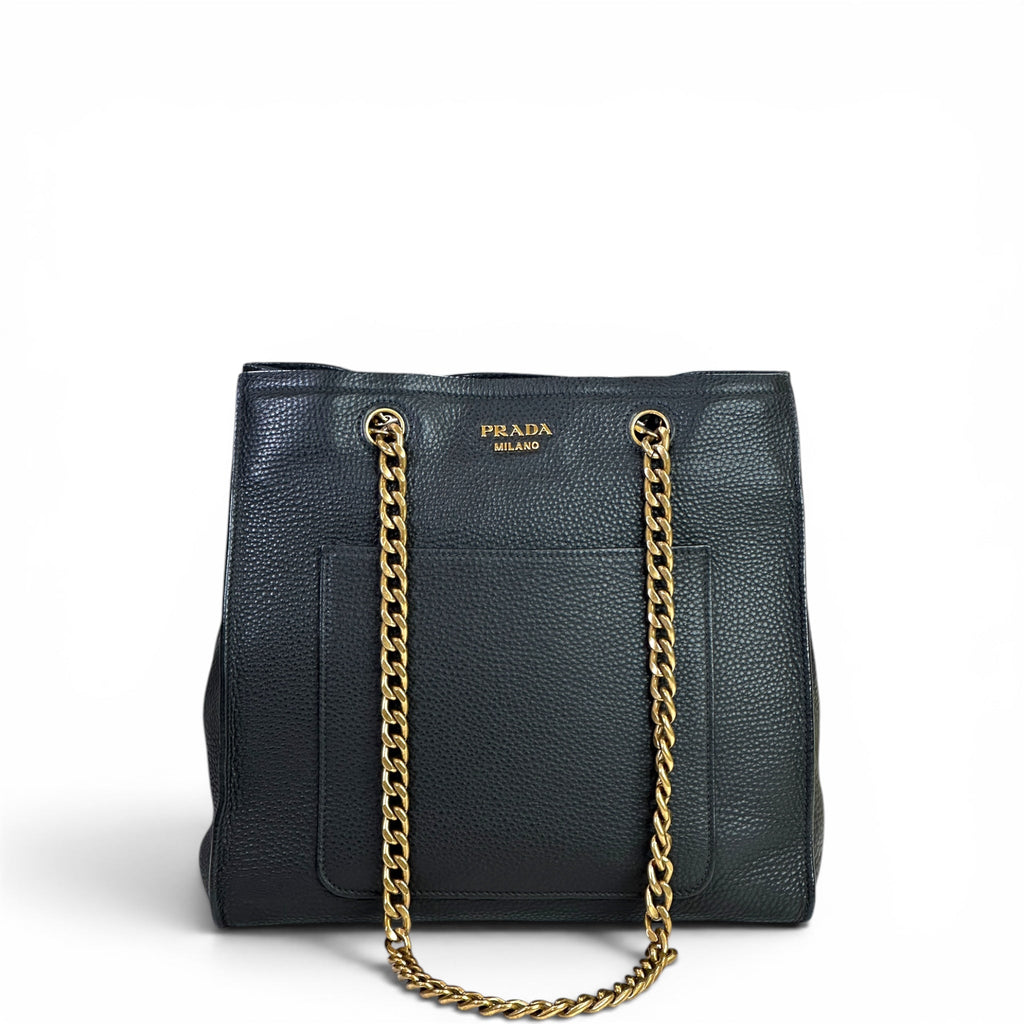 Prada Vitello Daino Leather Chain Shopper Tote