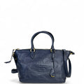 Prada Logo Embossed Satchel Baltico Glace Calf Leather
