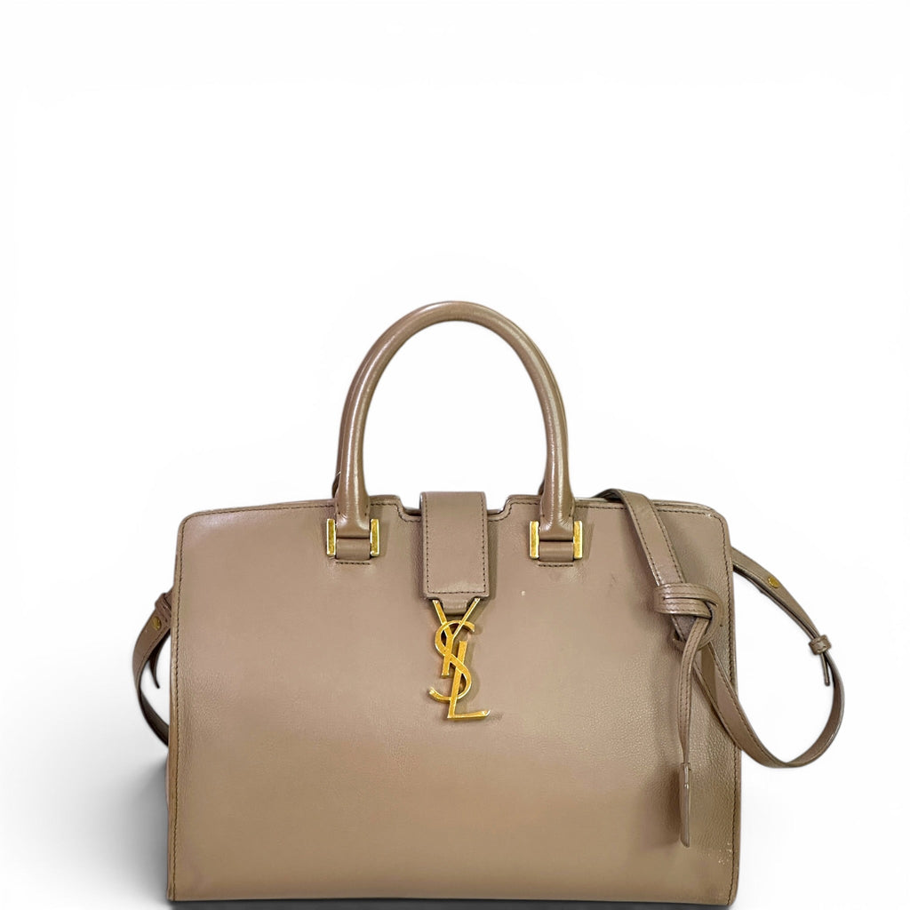 Saint Laurent Cabas Bag Small Monogram Gray Calfskin Leather
