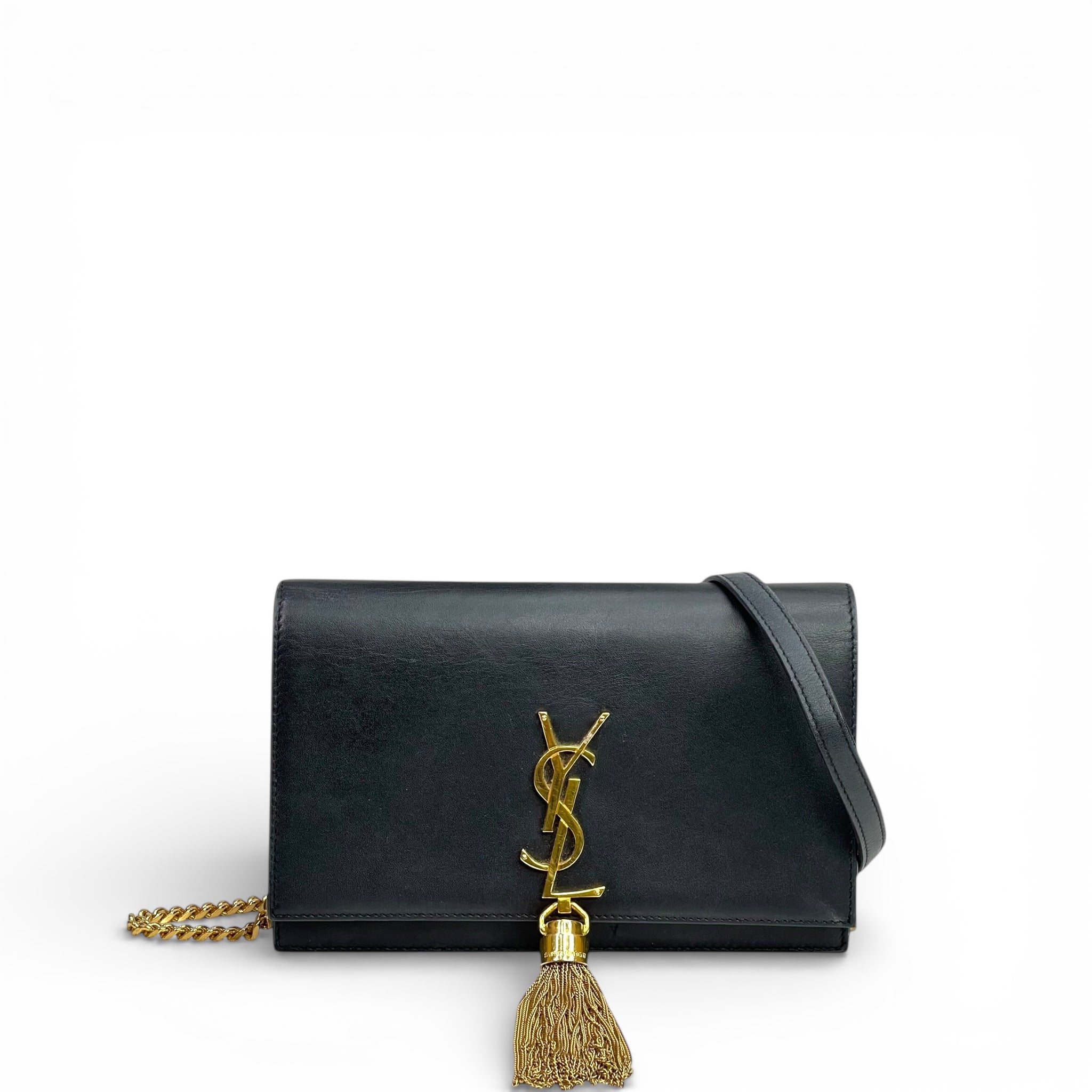 Saint Laurent Kate Tassel Clutch Black Leather