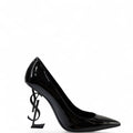 Saint Laurent Opyum Pumps Black Patent Leather Size EU 38