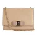 Salvatore Ferragamo Beige Miss Vara  Bow Textured  Leather Cross Body Bag