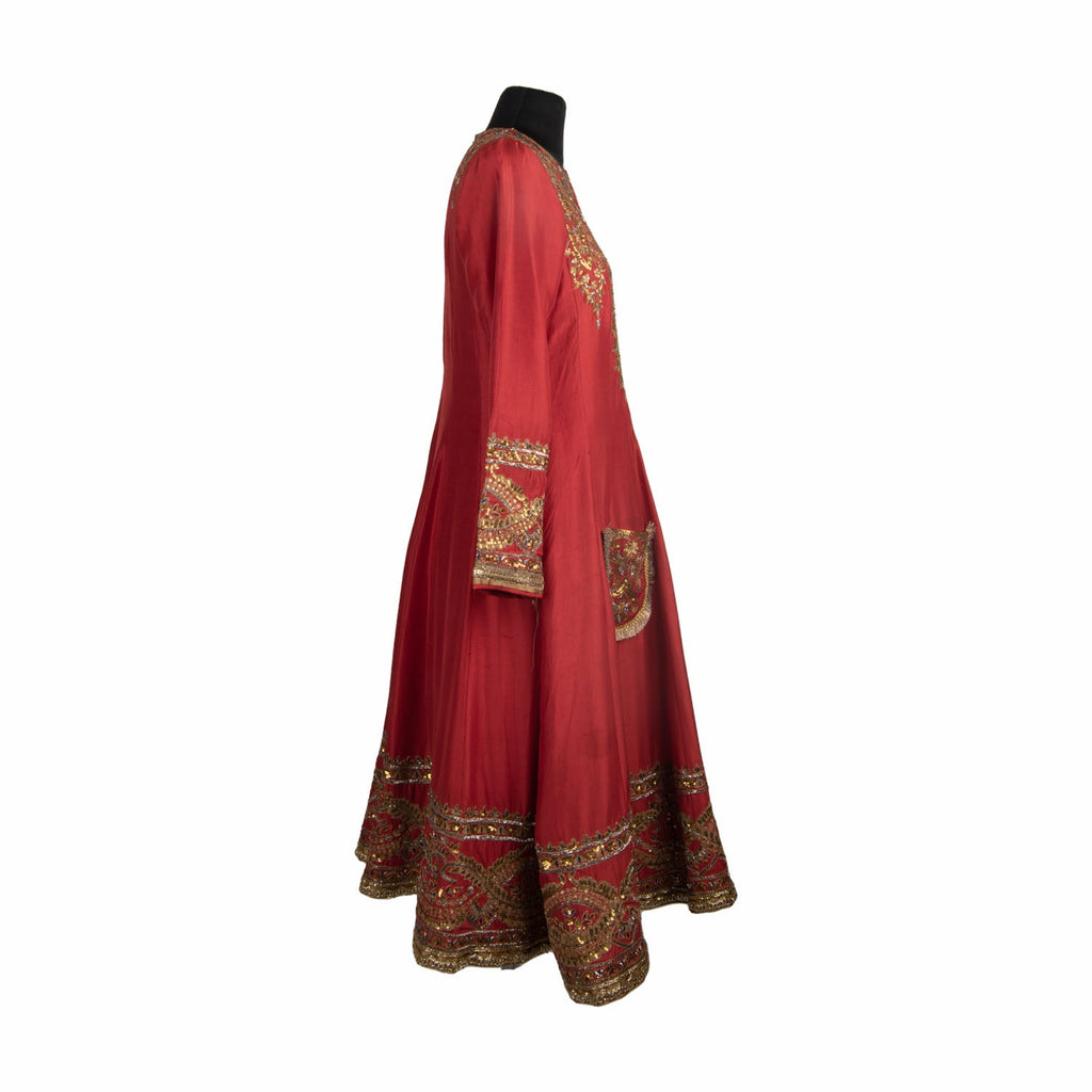 Red Anarkali Sequence Work Dress
