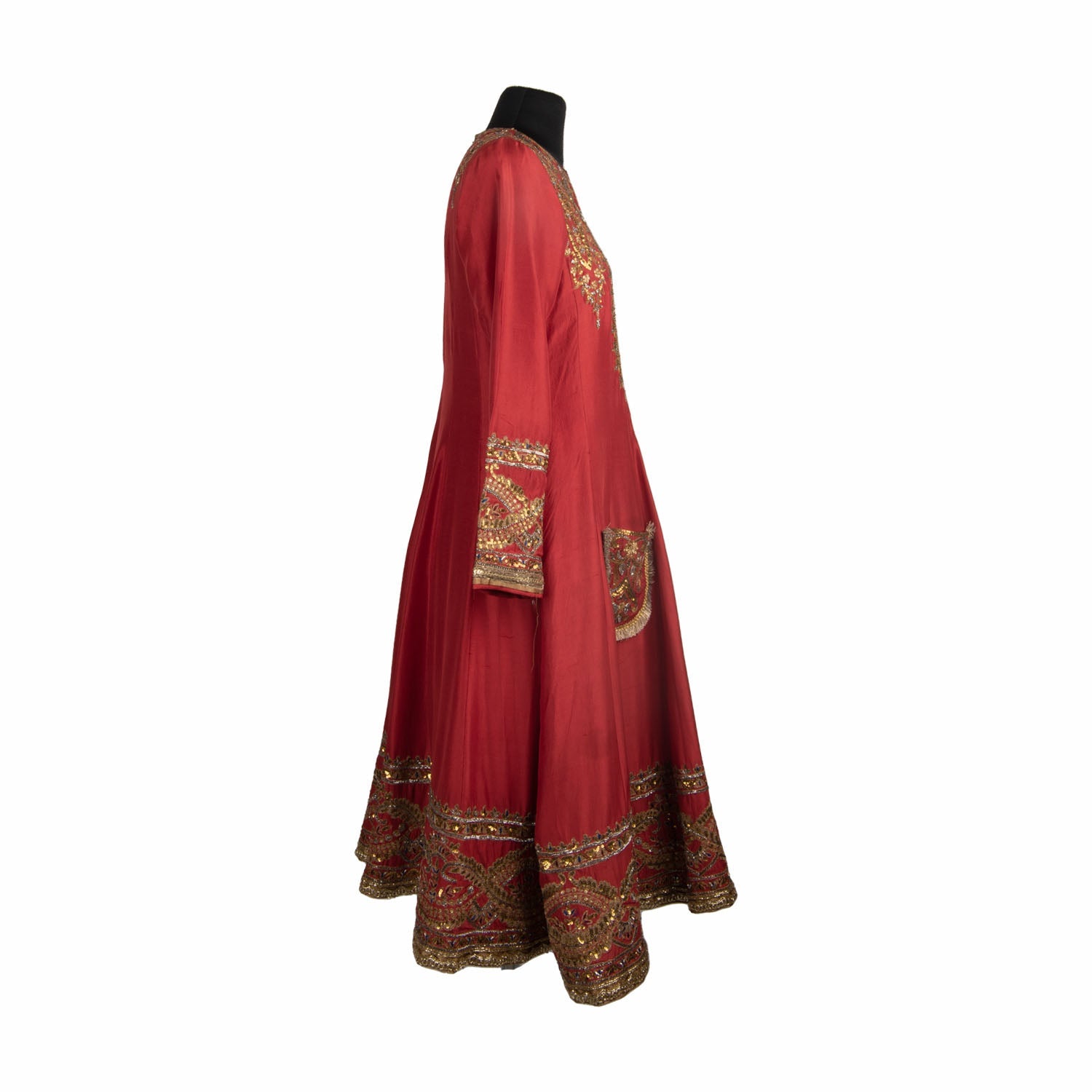 Red Anarkali Sequence Work Dress