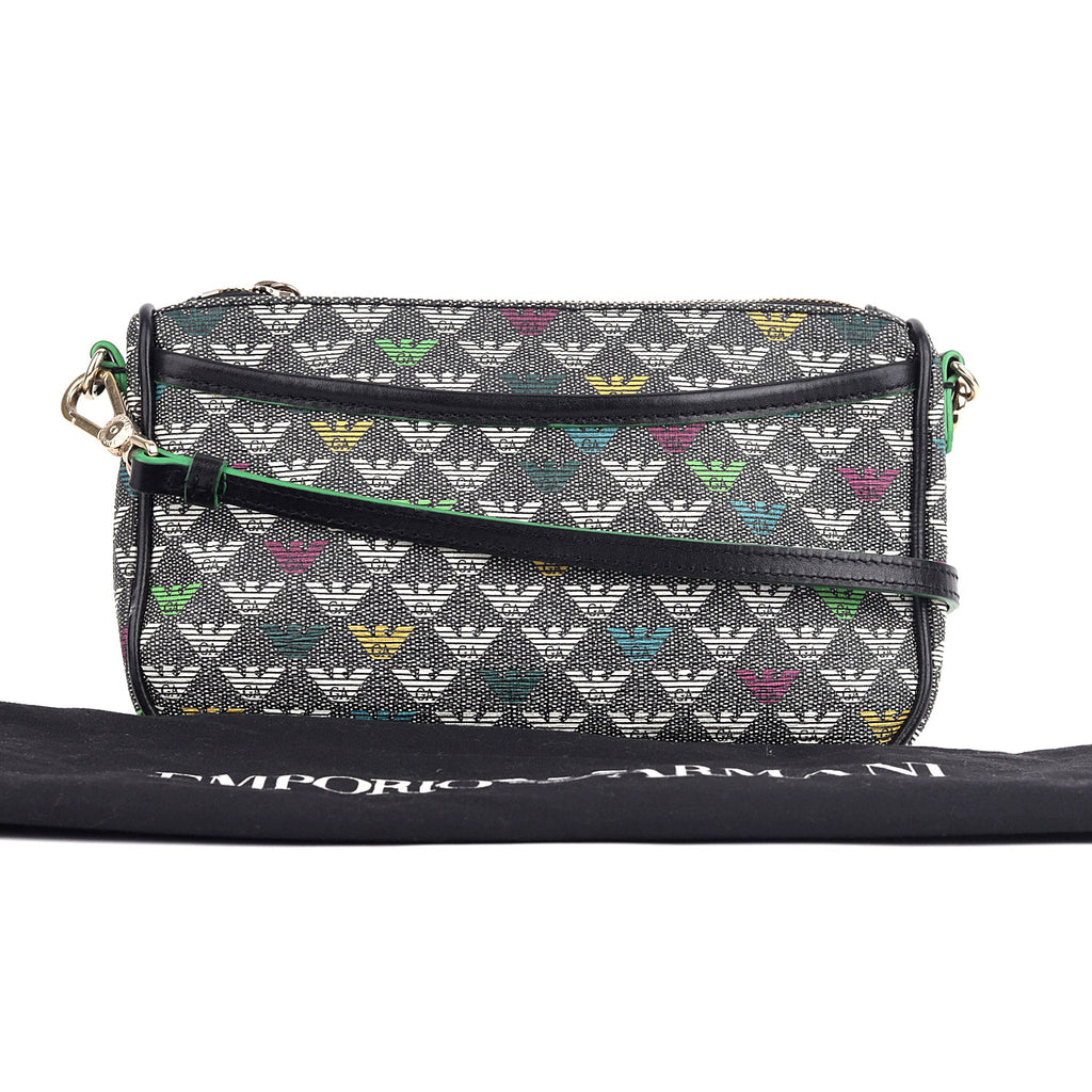 Emporio Armani Grey Multi-color Monogram Crossbody