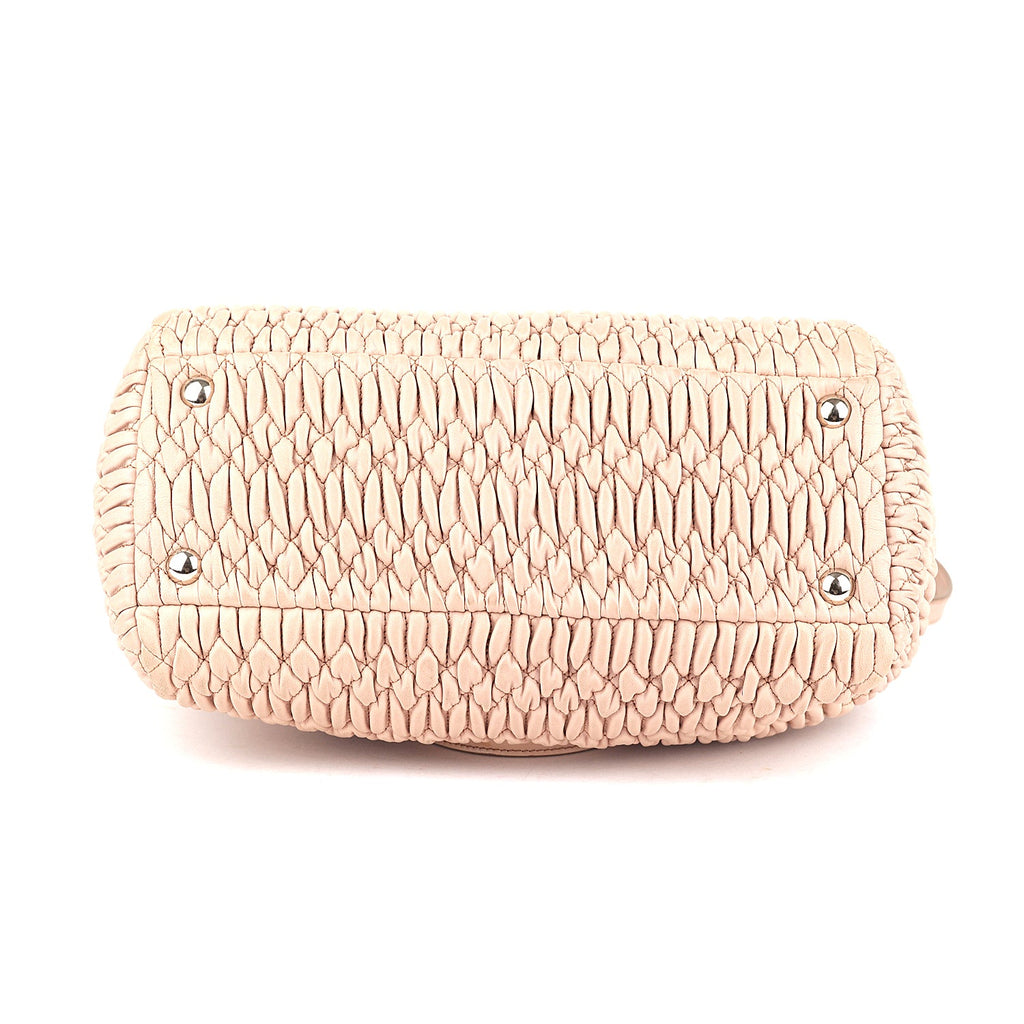 Miu Miu Pink Matelasse Nappa Leather Crystal Tote