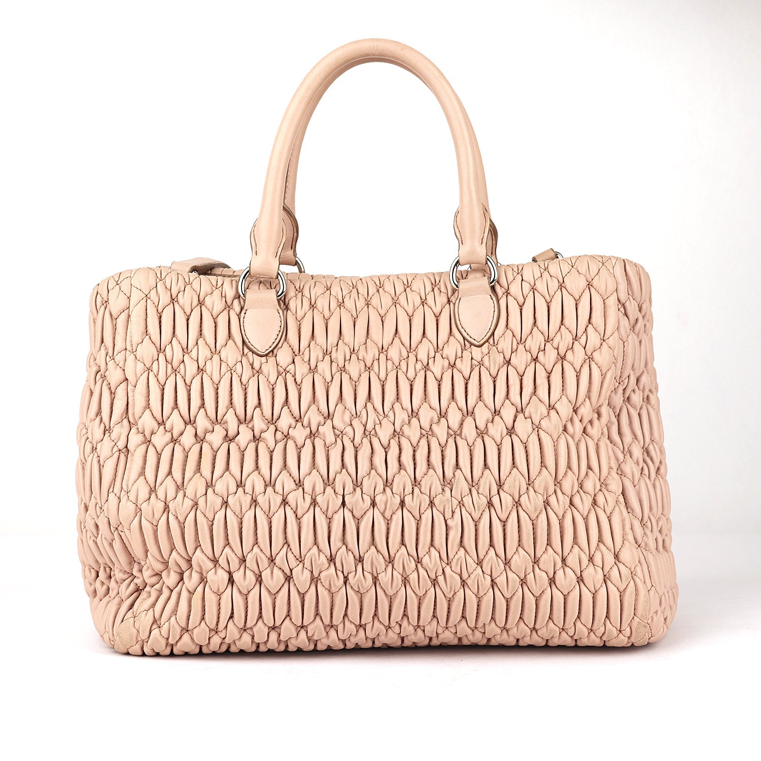 Miu Miu Pink Matelasse Nappa Leather Crystal Tote