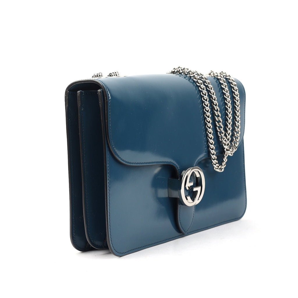 Gucci Patent Leather Interlocking GG Shoulder Bag