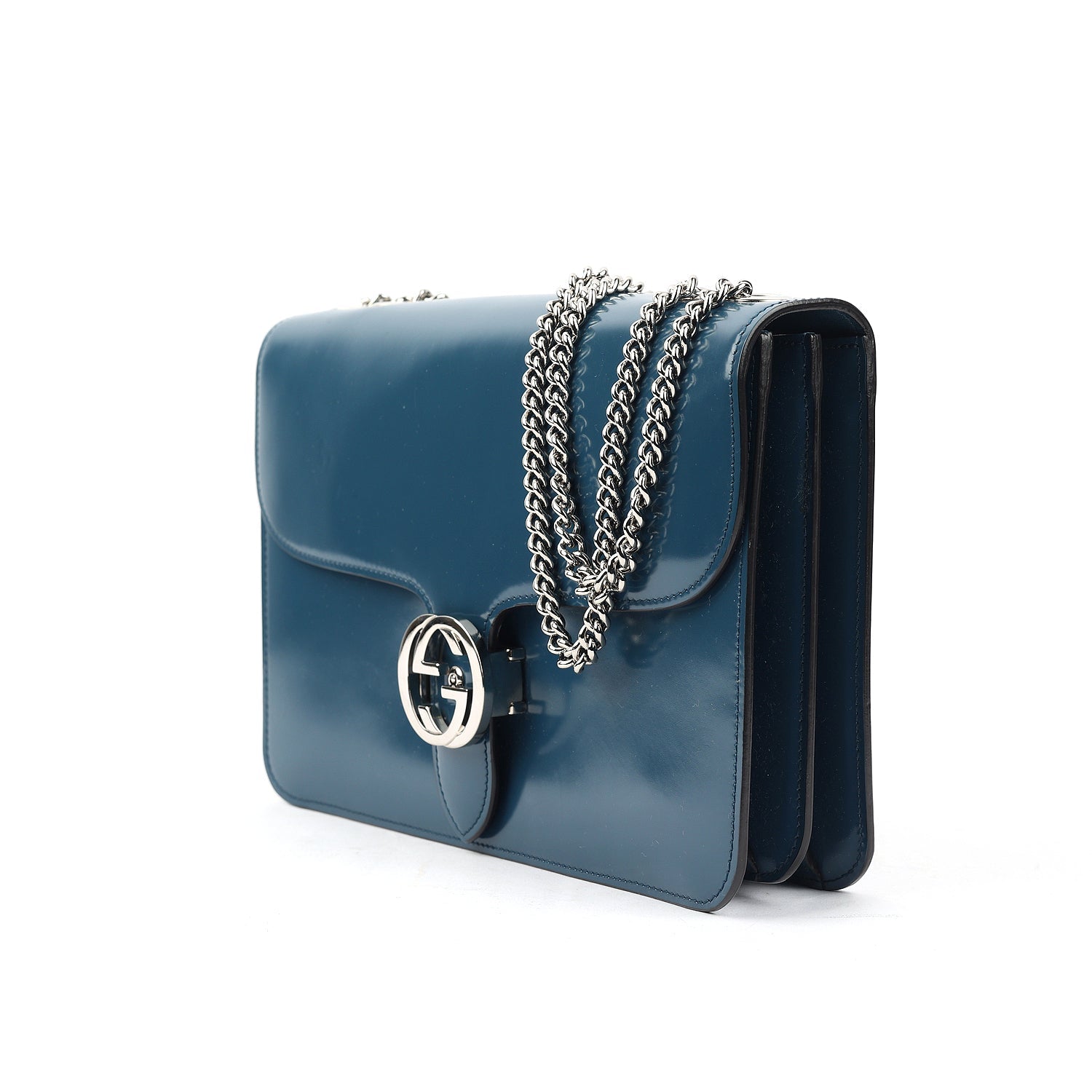 Gucci Patent Leather Interlocking GG Shoulder Bag