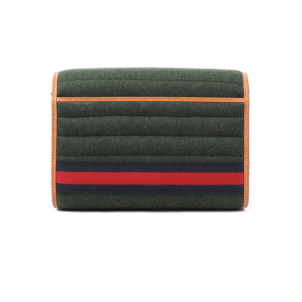 Gucci GG Marmont Striped Wool And Leather Shoulder Bag
