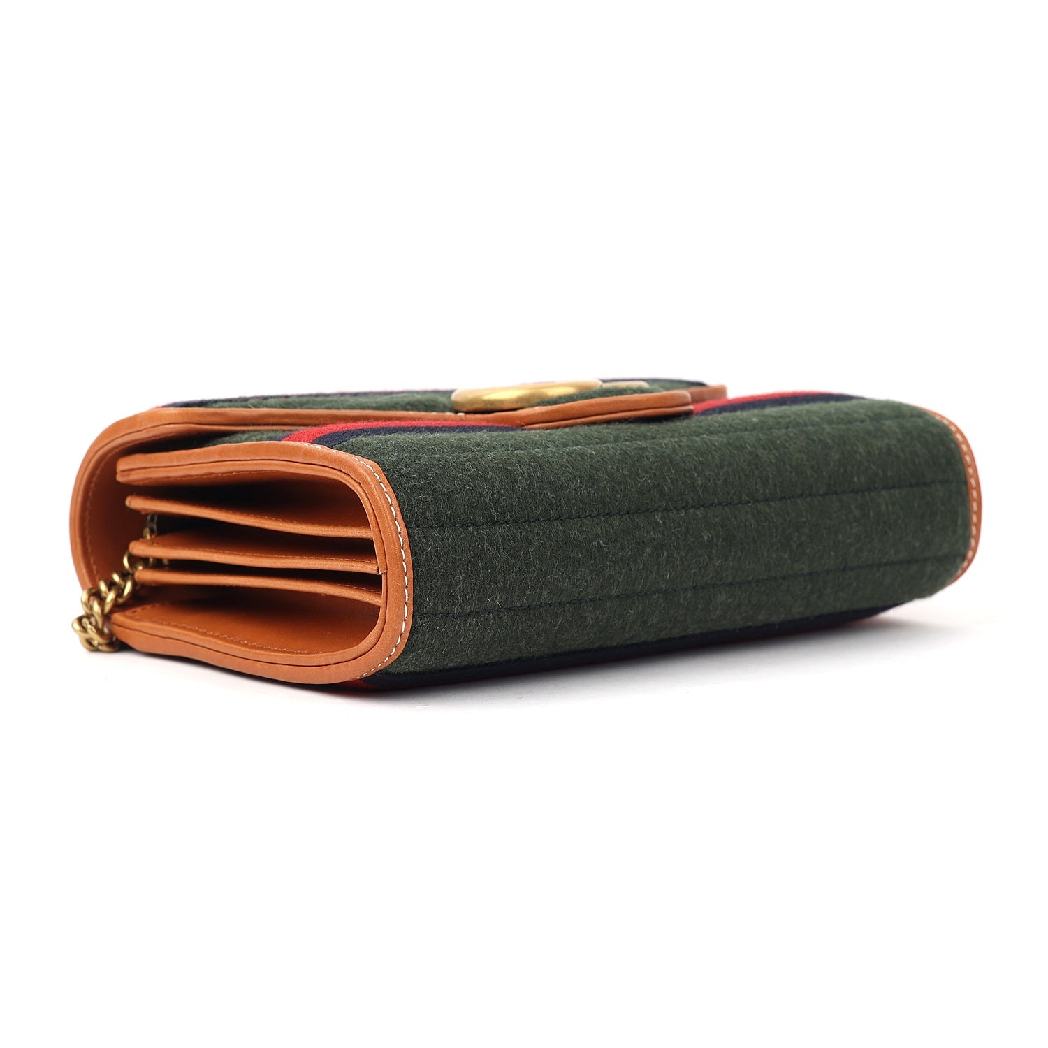 Gucci GG Marmont Striped Wool And Leather Shoulder Bag
