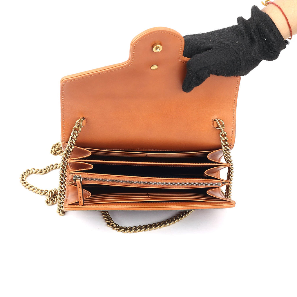 Gucci GG Marmont Striped Wool And Leather Shoulder Bag