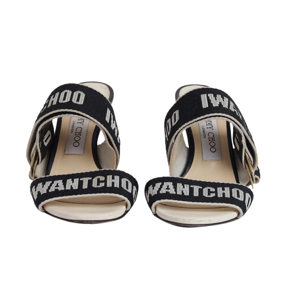 Jimmy Choo Web Bailey Logo Ankle Strap Sandals