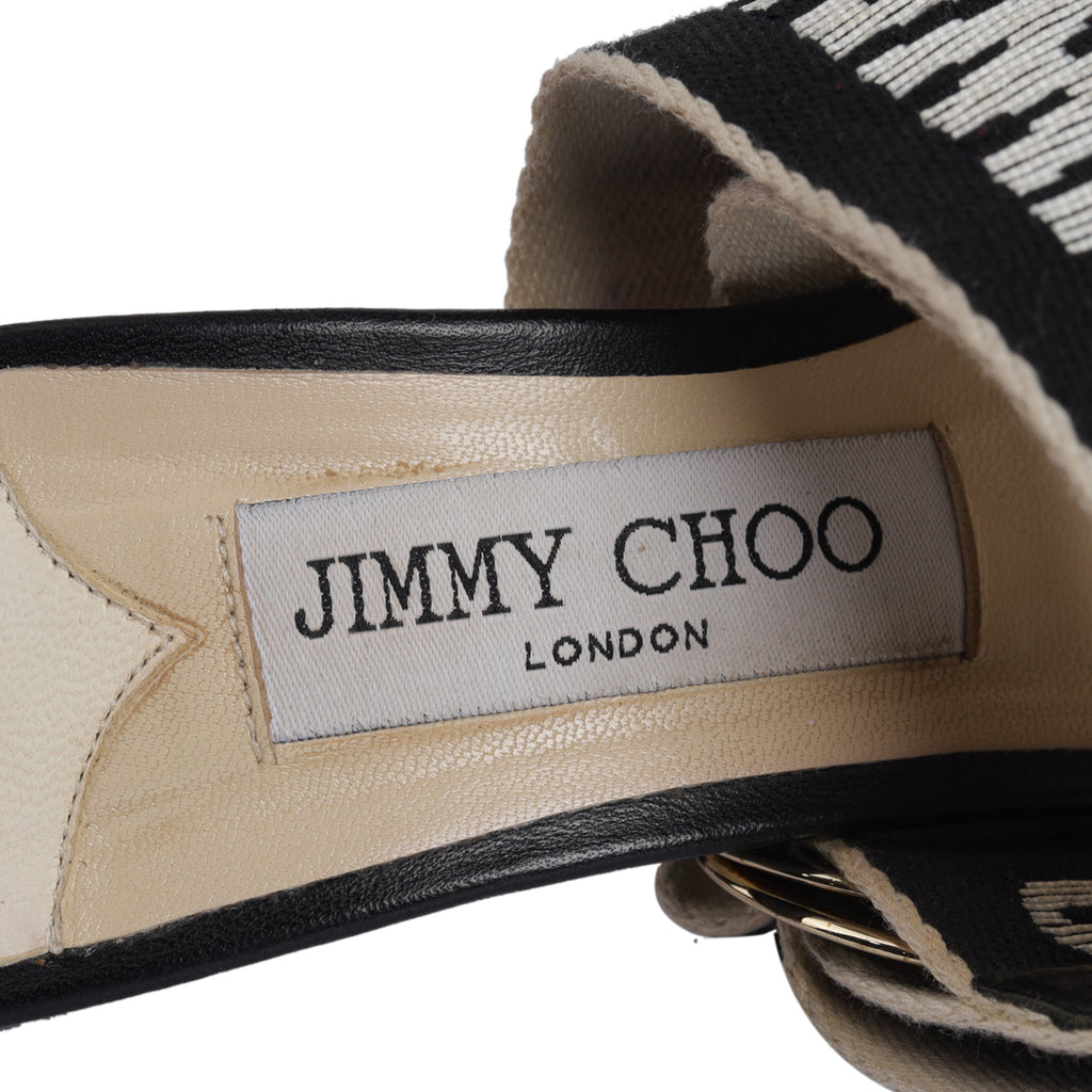 Jimmy Choo Web Bailey Logo Ankle Strap Sandals