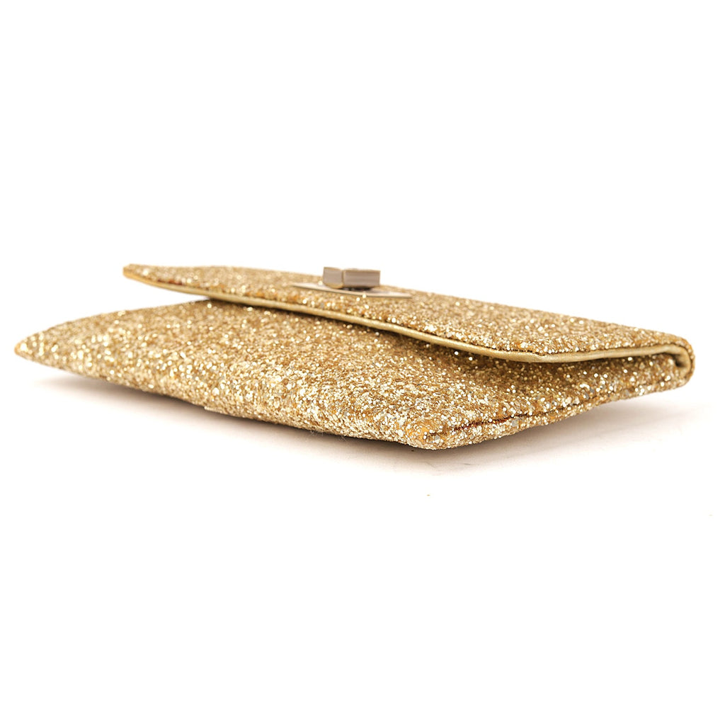 Anya Hindmarch Metallic Gold Glitter Valorie Clutch