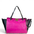 Valentino Garavani Rockstud Tote Purple Black Leather