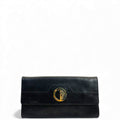 Versace Gold-tone Medusa Head Emblem Black Leather Wallet