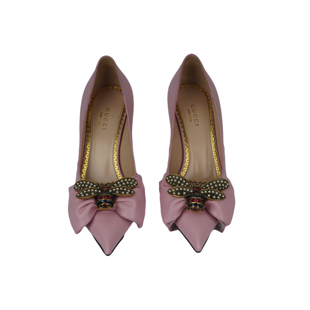 Nappa Queen Margaret Bow Mid Heels-35"