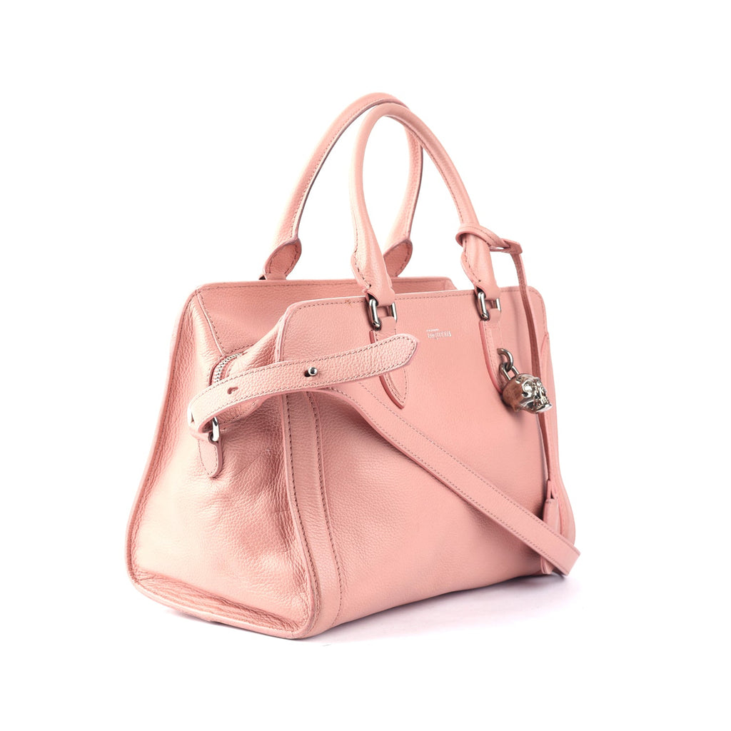 Peach Leather Skull Padlock Tote