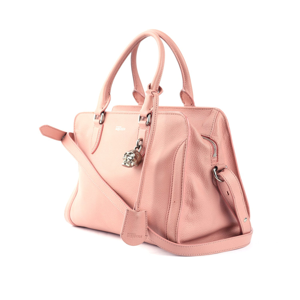 Peach Leather Skull Padlock Tote