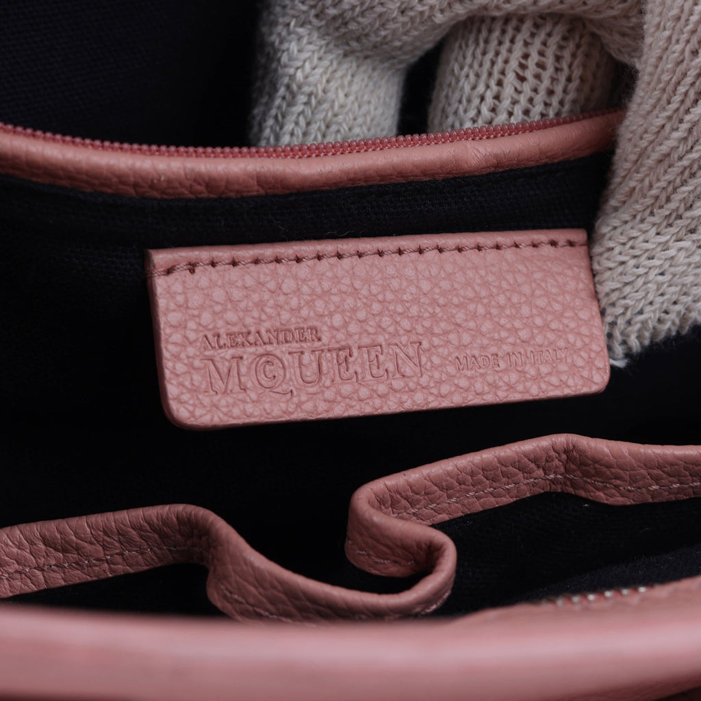 Peach Leather Skull Padlock Tote