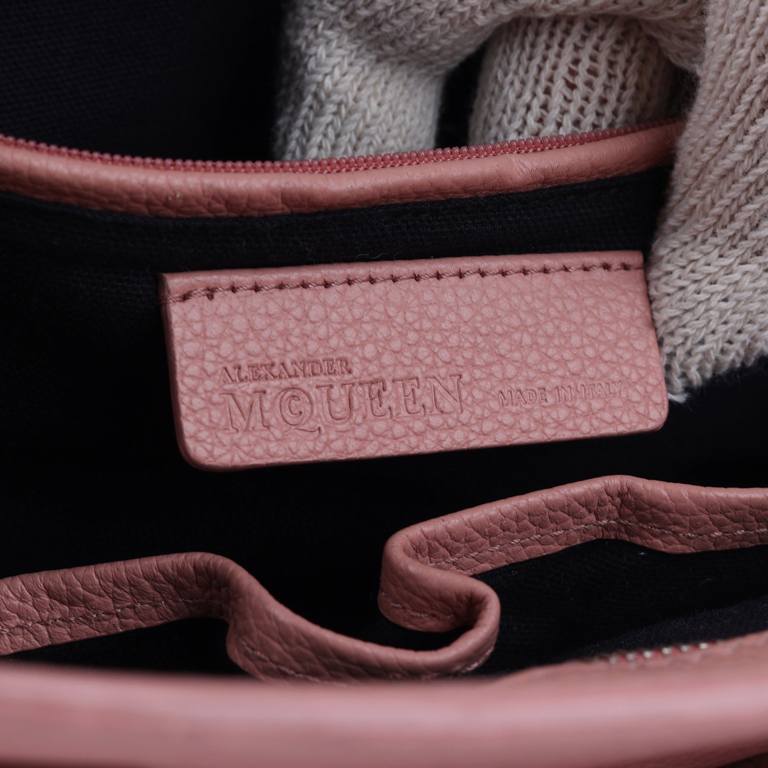 Peach Leather Skull Padlock Tote