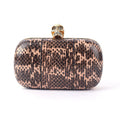 ALEXANDER MCQUEEN Python Skull Box Clutch Brown