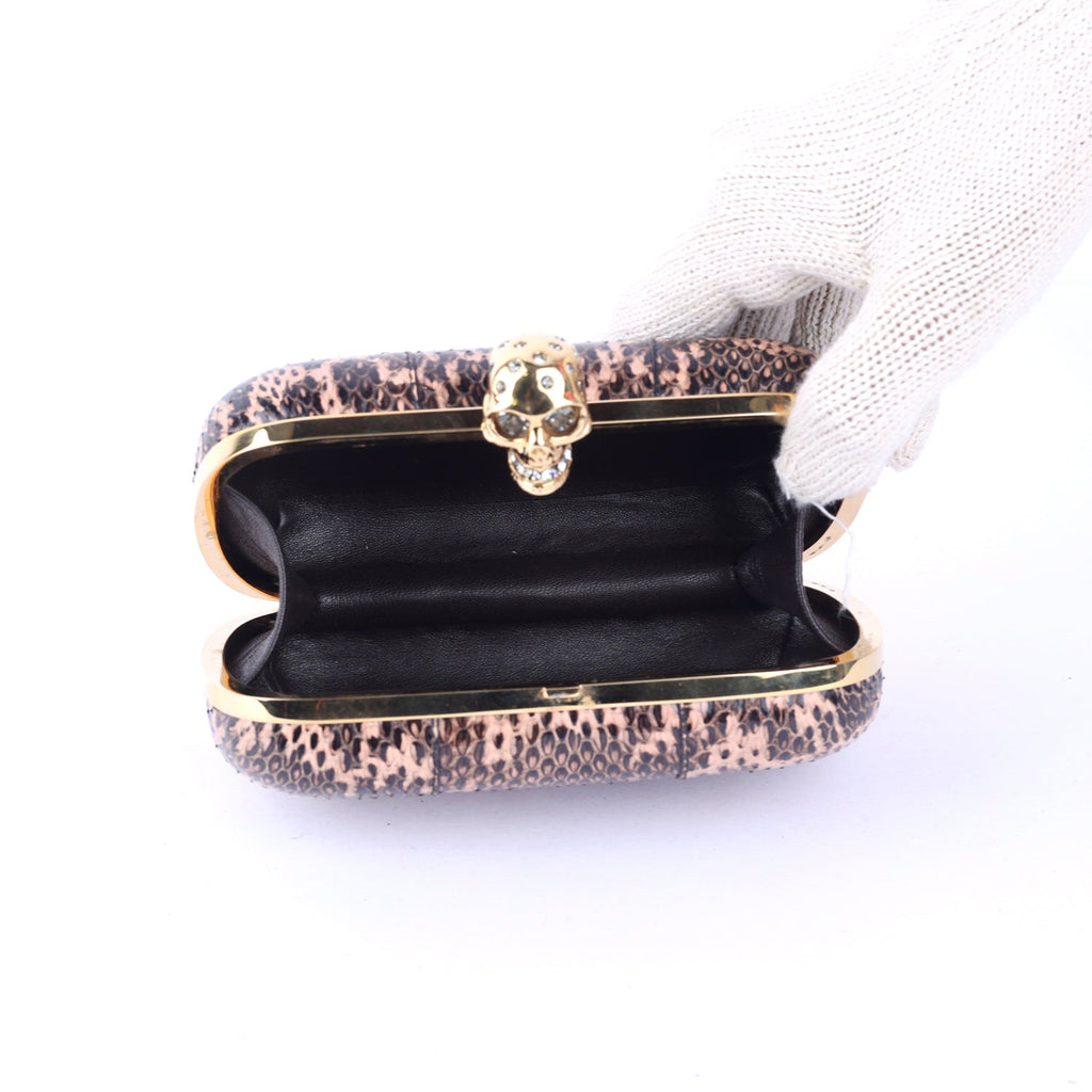 ALEXANDER MCQUEEN Python Skull Box Clutch Brown