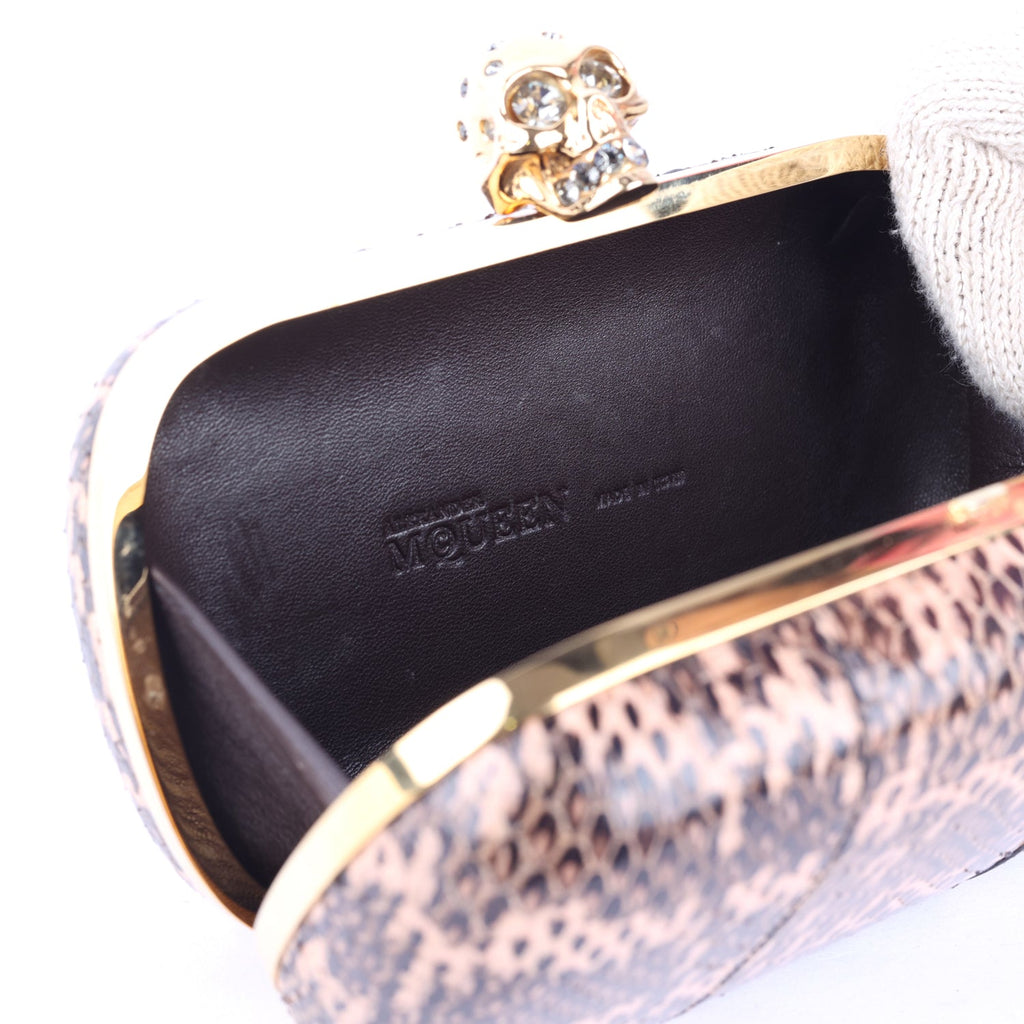 ALEXANDER MCQUEEN Python Skull Box Clutch Brown