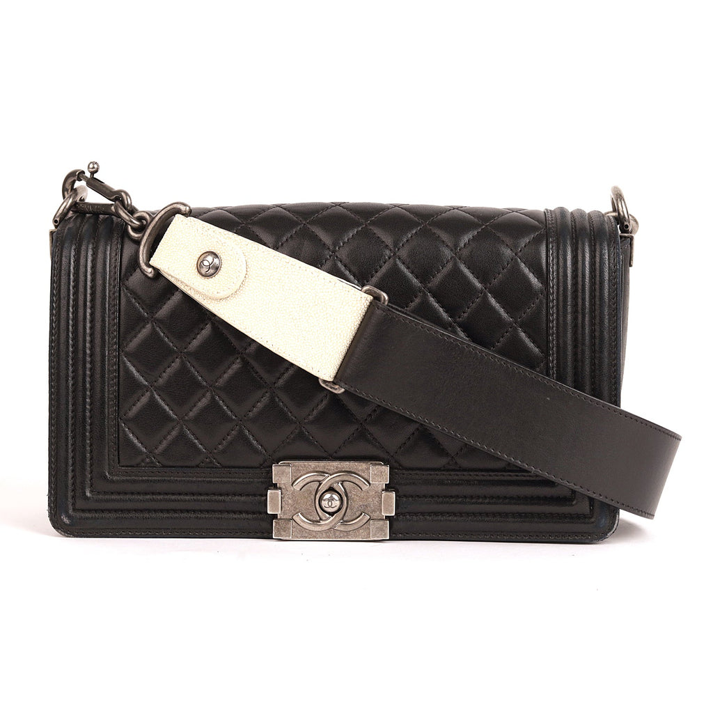 Chanel Boy Bag Medium Quilted Wild Stitched Leather